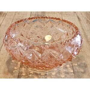 Vintage Imperial Depression Glass Diamond Block Pattern Bowl 1930s 5” Wide